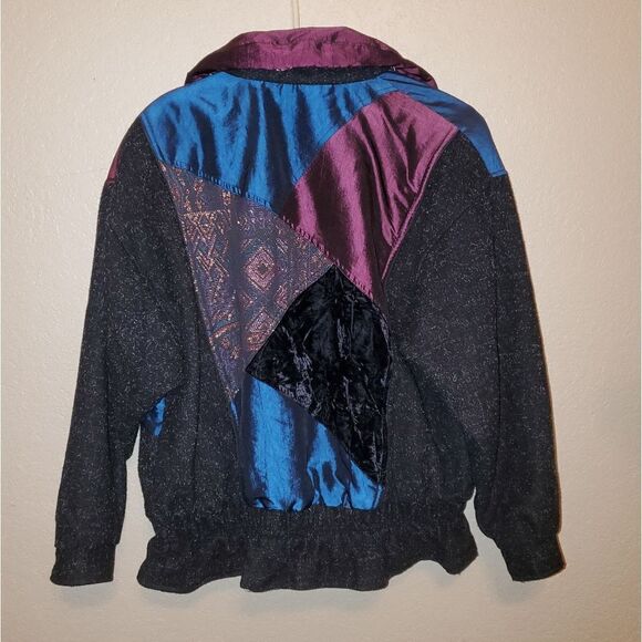 Vintage Karizma East Wool Mixed Fabric Patchwork Snow Ski Bomber Winter Jacket - Picture 4 of 12